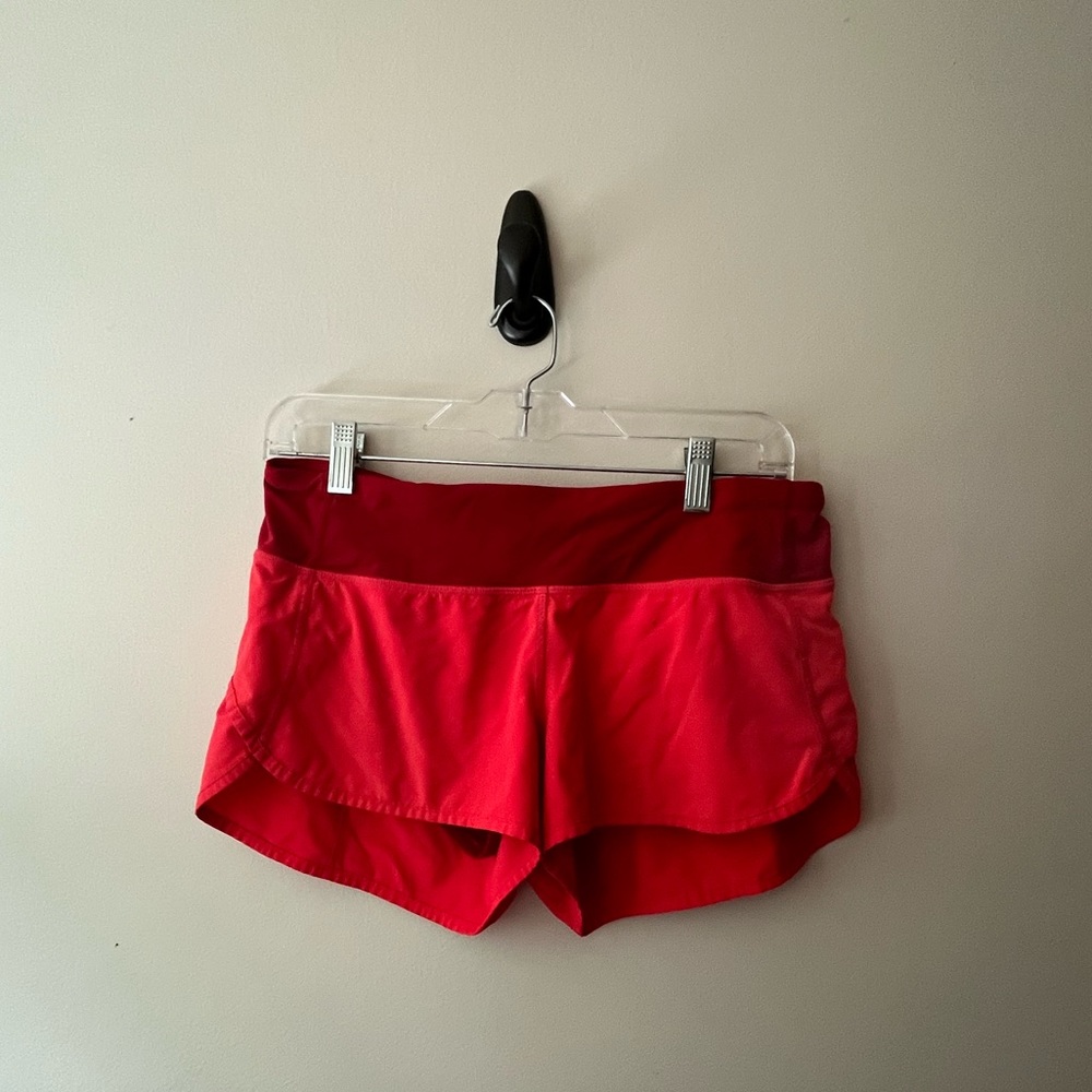 Lululemon Speed-Up Lined Running Short (Neon Coral/Red, Size 6)